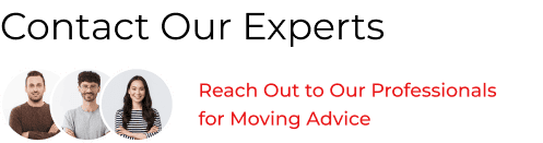 Banner with "Contact Our Experts" text, photos of three people, and a message: "Reach Out to Our Professionals for Moving Advice.